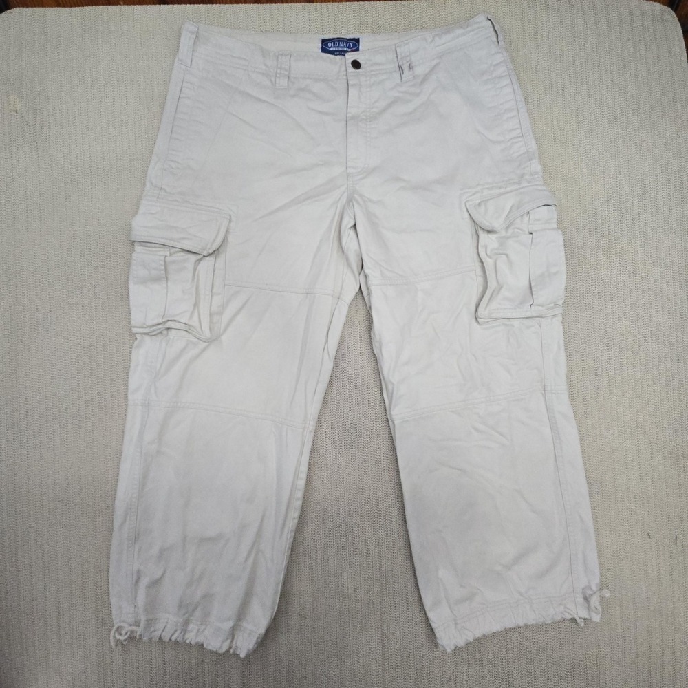 Old Navy Pants Womens 16 Beige Cargo Twill Drawstring Hem Relaxed Fit Reissue